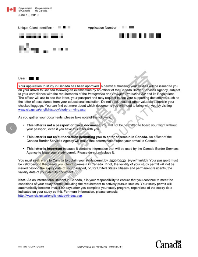 【捷报】景鸿教育K同学加拿大学签获批！