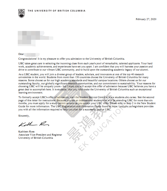 加拿大排名第三·英属哥伦比亚大学录取捷报！