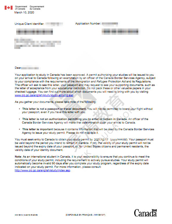 曼省留学移民案例|恭喜C女士获得加拿大学签！