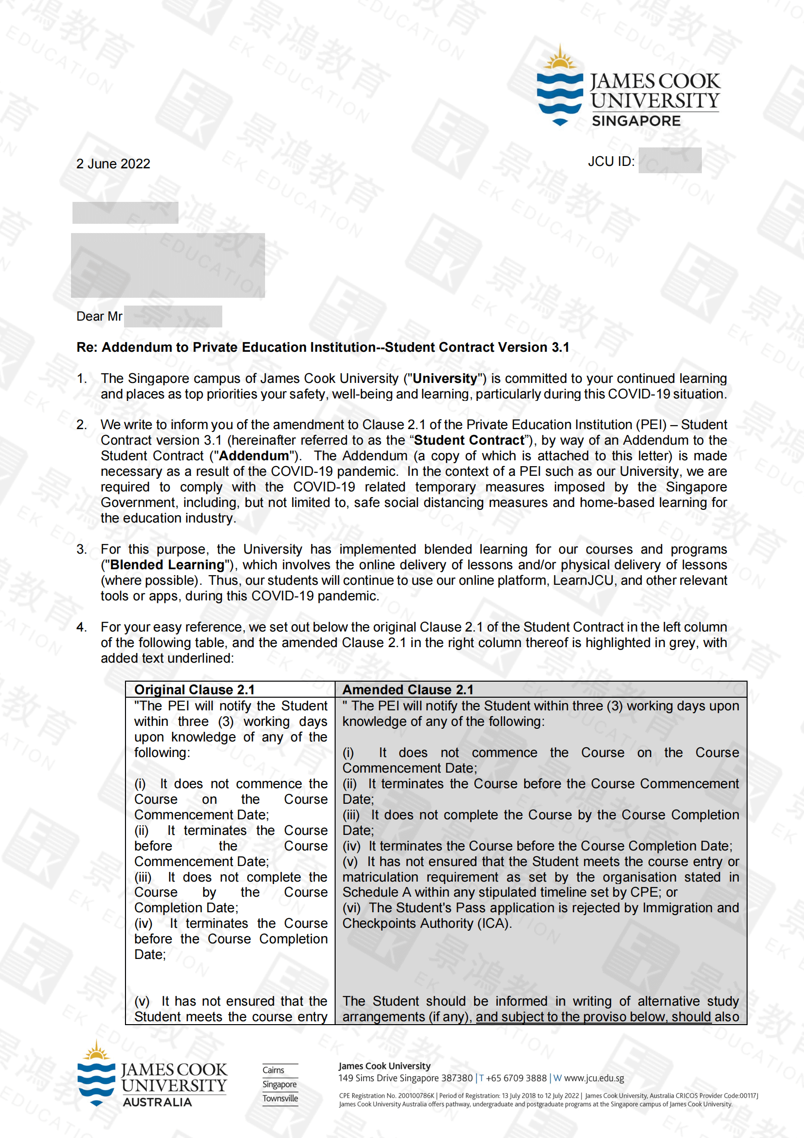 新加坡留学申请案例